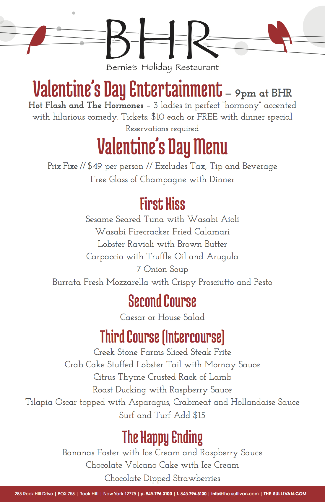 Valentine's Day Dinner @ Bernie's Holiday Restaurant | Rock Hill | New York | United States