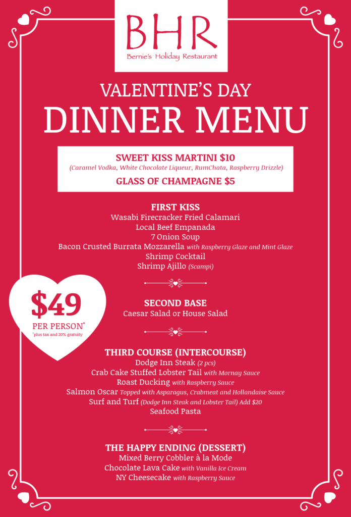 Valentine's Day Dinner 2017 @ Bernie's Holiday Restaurant | Rock Hill | New York | United States